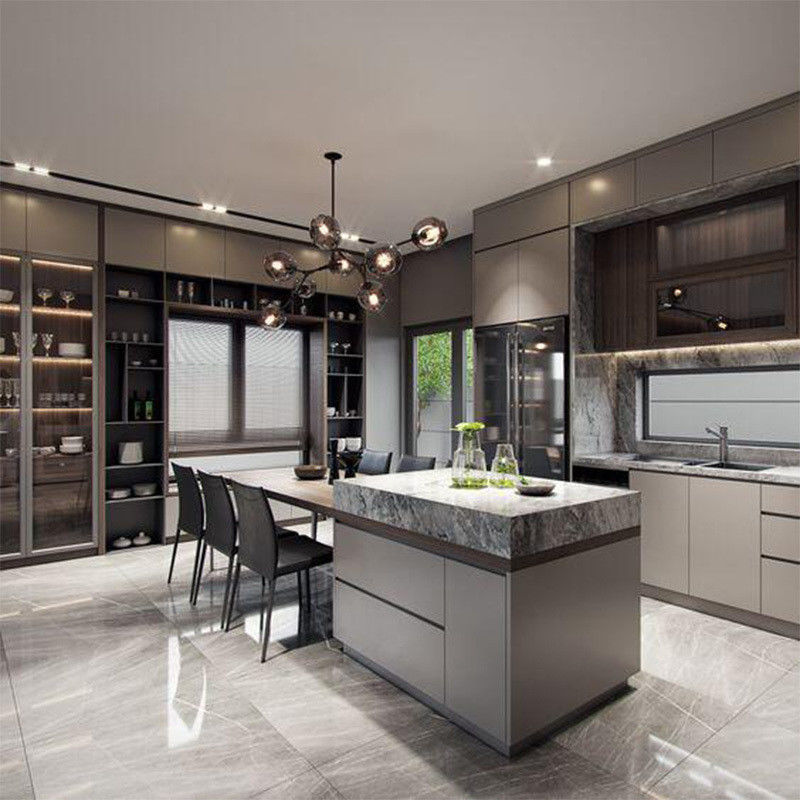 Flat Edge Countertop Kanten en wastafel inbegrepen in onze Modern Design Keukenkast Set