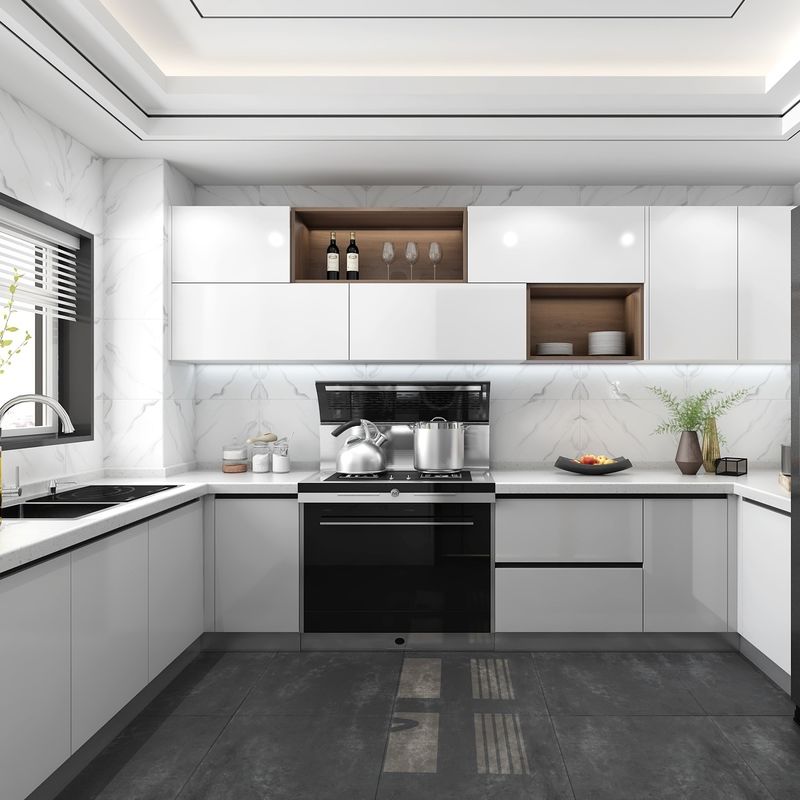 Waterdicht Vuurdicht Voordeel YALIG Straight Line Zilver 2 Pac Keuken Project met Klein Eiland