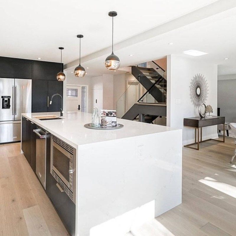 Waterdicht Vuurdicht Voordeel YALIG Straight Line Zilver 2 Pac Keuken Project met Klein Eiland