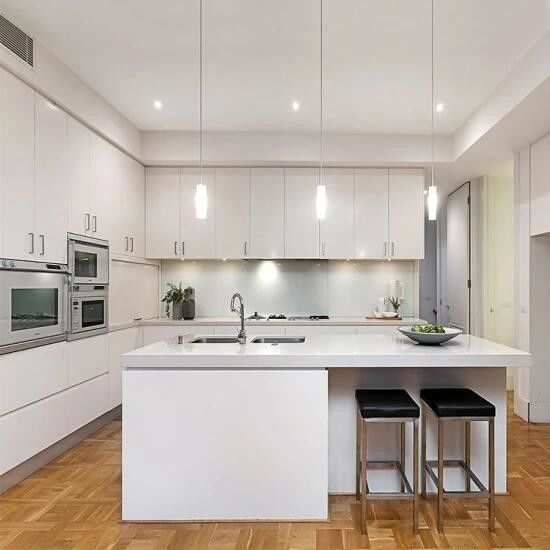 2024 Design Moderne L-vormige houten keukenmeubilair voor een hedendaagse villa keuken