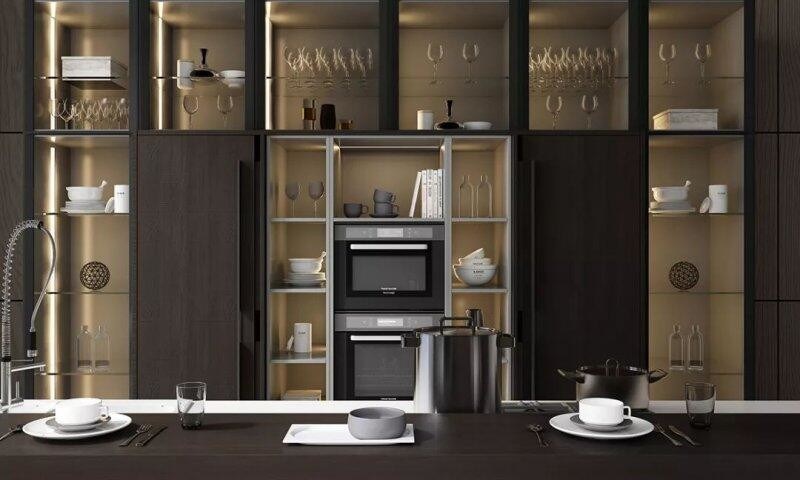 Melamine kartonnen kast Type All Glass Design Keuken Hoek Meubel Handle Air Vent