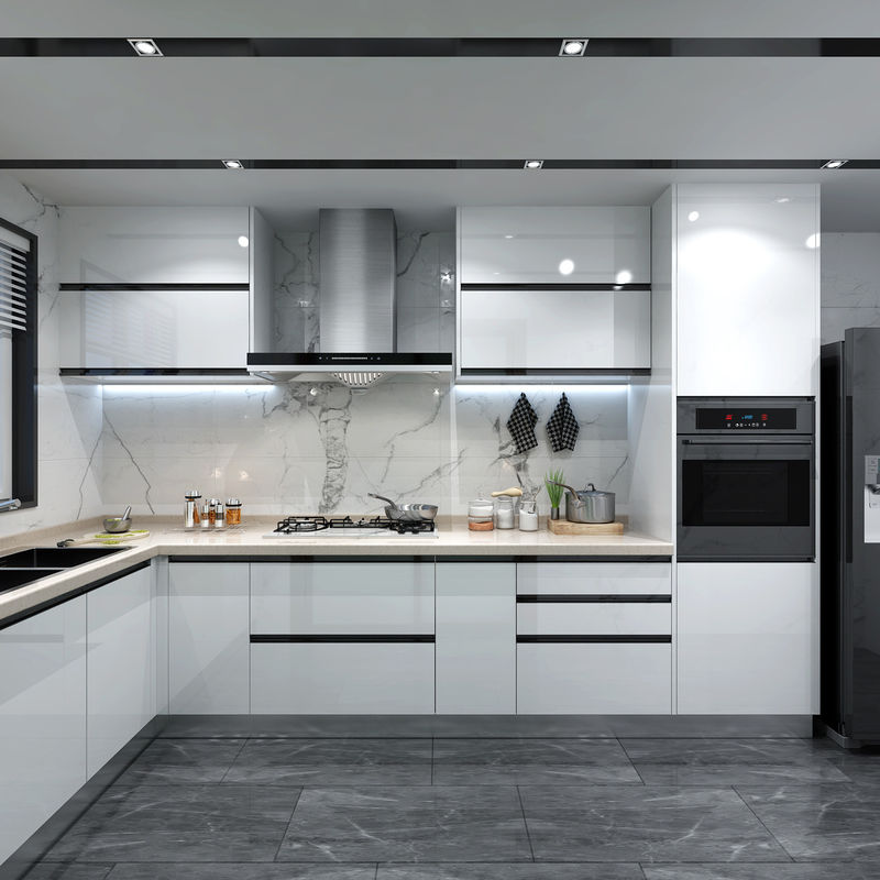 Moderne stijl Compact All-in-One Verplaatsbare Keukenkas Contemporary White Smart Design