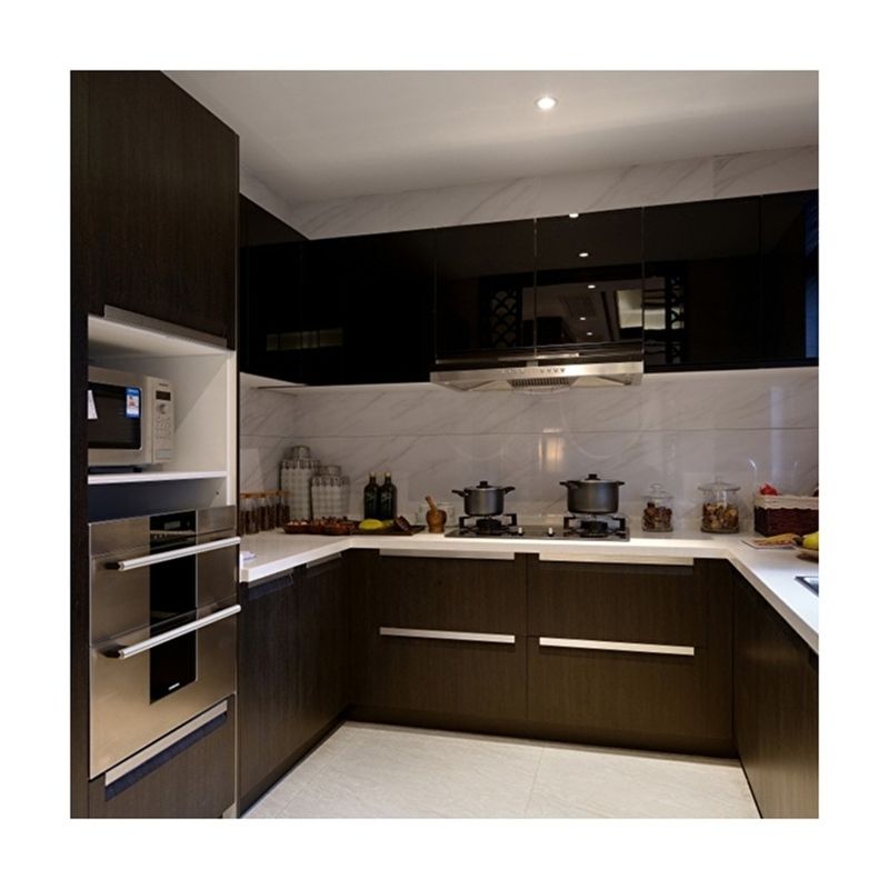 Glass Used Hanging Black Pvc Stand Alone Kitchen Cabinet met een aangepaste verniskleur