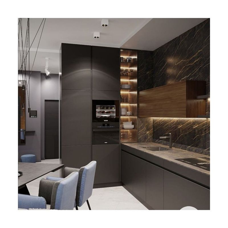 Villa Keuken YALIG Modern Design Outdoor Zwarte Kleur Keuken Pantry Kas met Bar