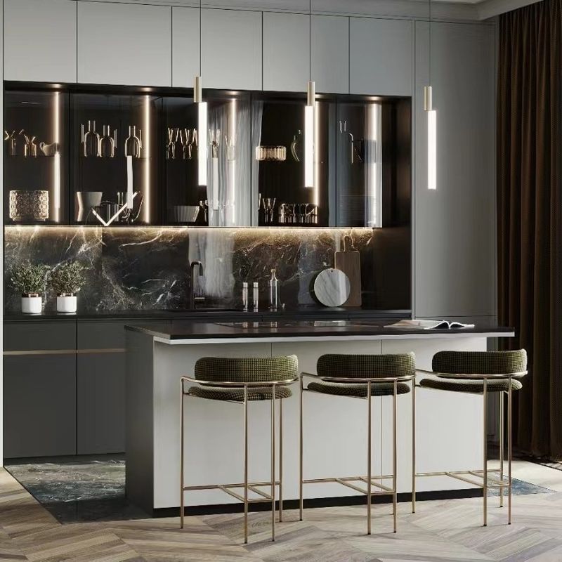 Villa Keuken YALIG Modern Design Outdoor Zwarte Kleur Keuken Pantry Kas met Bar