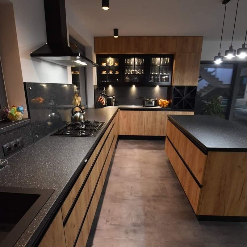 Villa Keuken YALIG Modern Design Outdoor Zwarte Kleur Keuken Pantry Kas met Bar