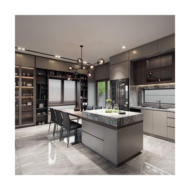 High Gloss Acrylic Dish Dryer Cabinet voor Quartz Stone Countertop in Single Kitchen
