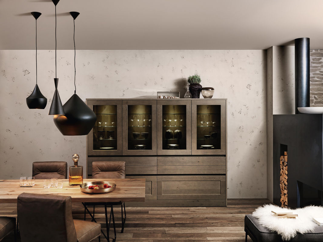 2024 Gemakkelijk schoongemaakte aangepaste kleurenverwarmer Smart Hout Keukenkas met moderne stijl