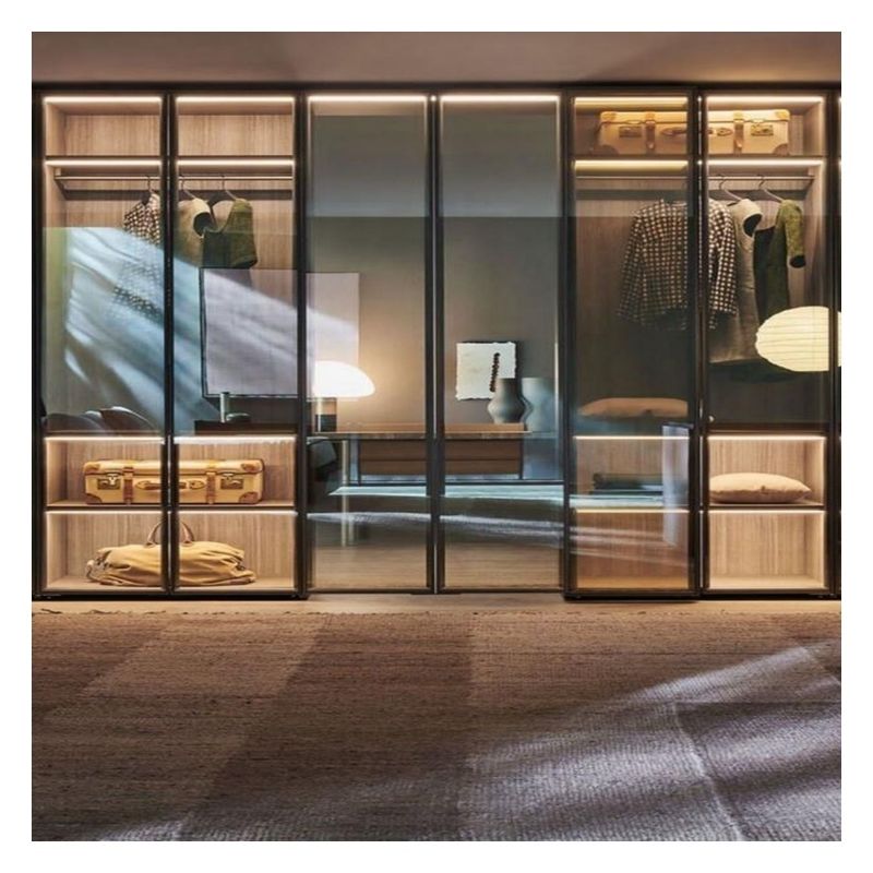 Elegante glazen kast met LED-licht Voor de tekeningen van de klant Voordeel Houten kast