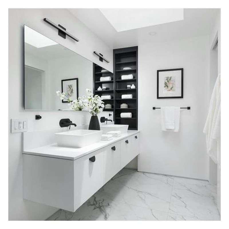 Aangepaste kleuren hoge glans acryl badkamerkas met dubbele gootsteen en wandmontage