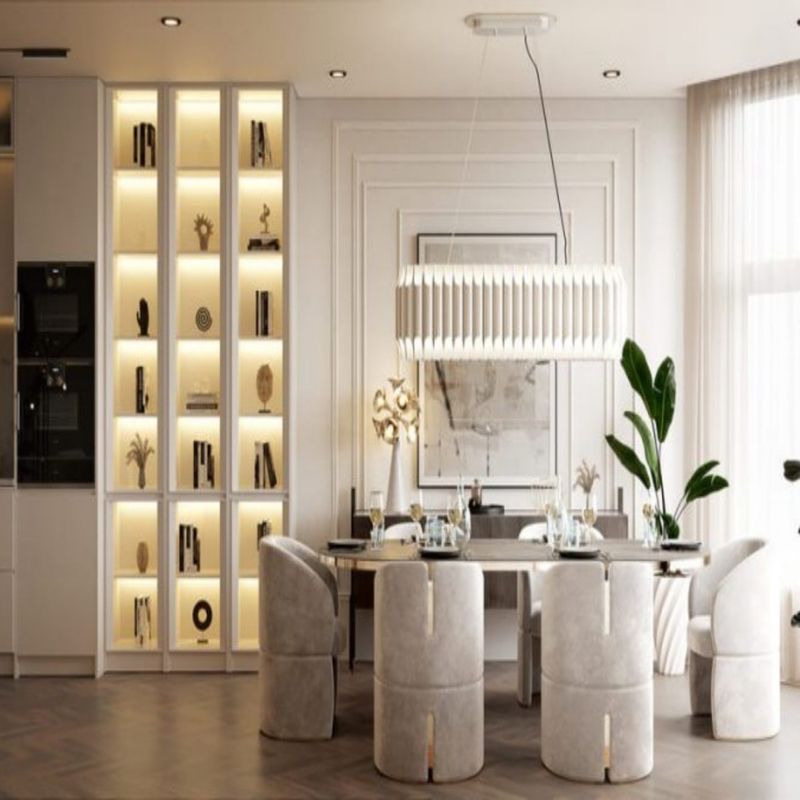 18mm Particle Board Glas Eetkamer Kas met modern ontwerp en PANEL Houten stijl