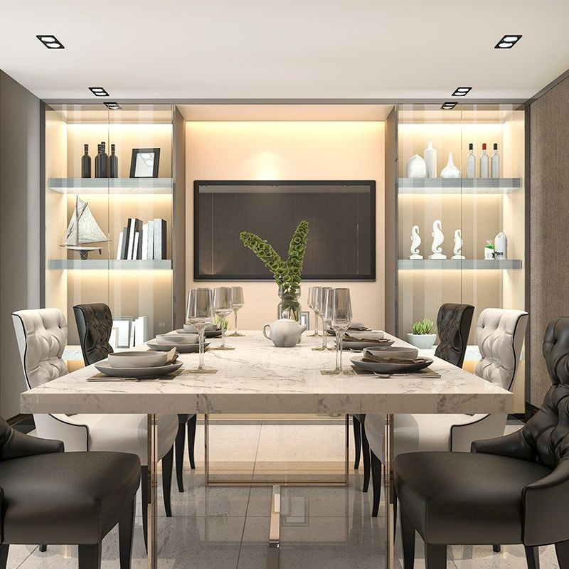 18mm Particle Board Glas Eetkamer Kas met modern ontwerp en PANEL Houten stijl