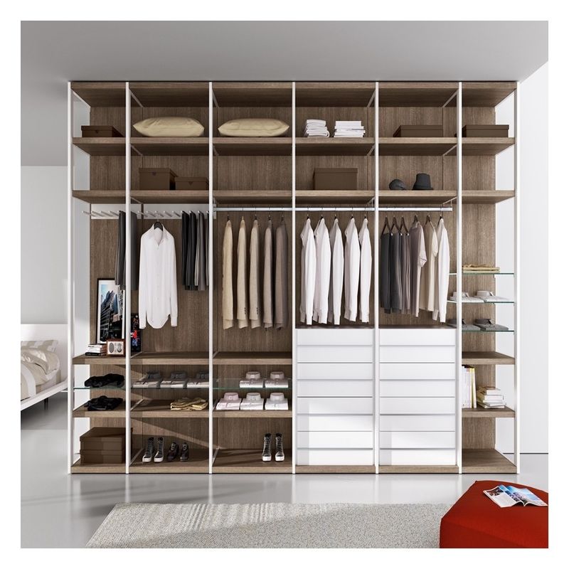 Gepersonaliseerde houten moderne walk in wardrobe met high-end lakpaneel opslagoplossing