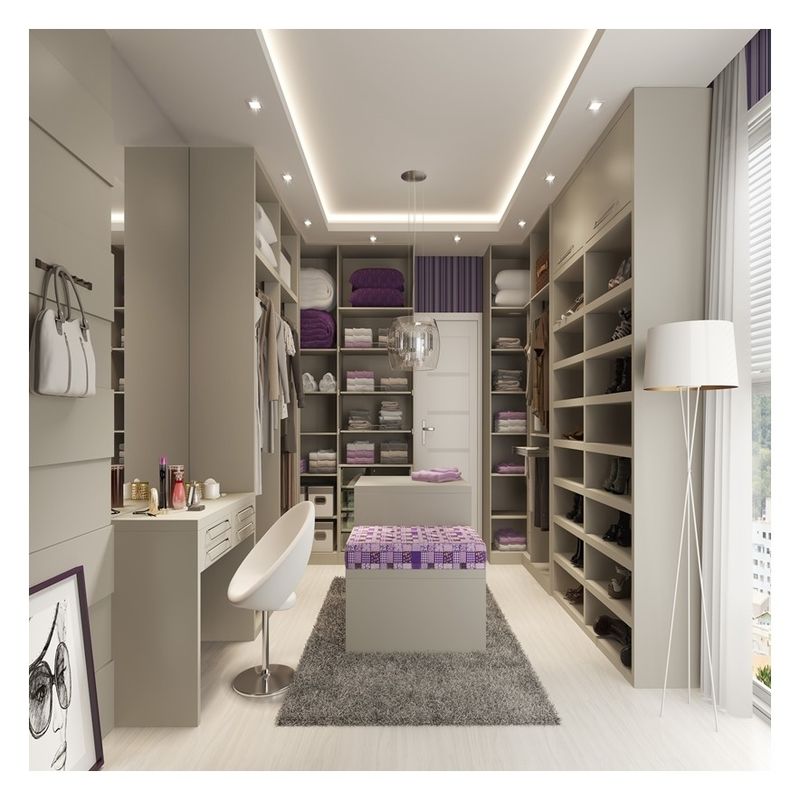 Gepersonaliseerde houten moderne walk in wardrobe met high-end lakpaneel opslagoplossing