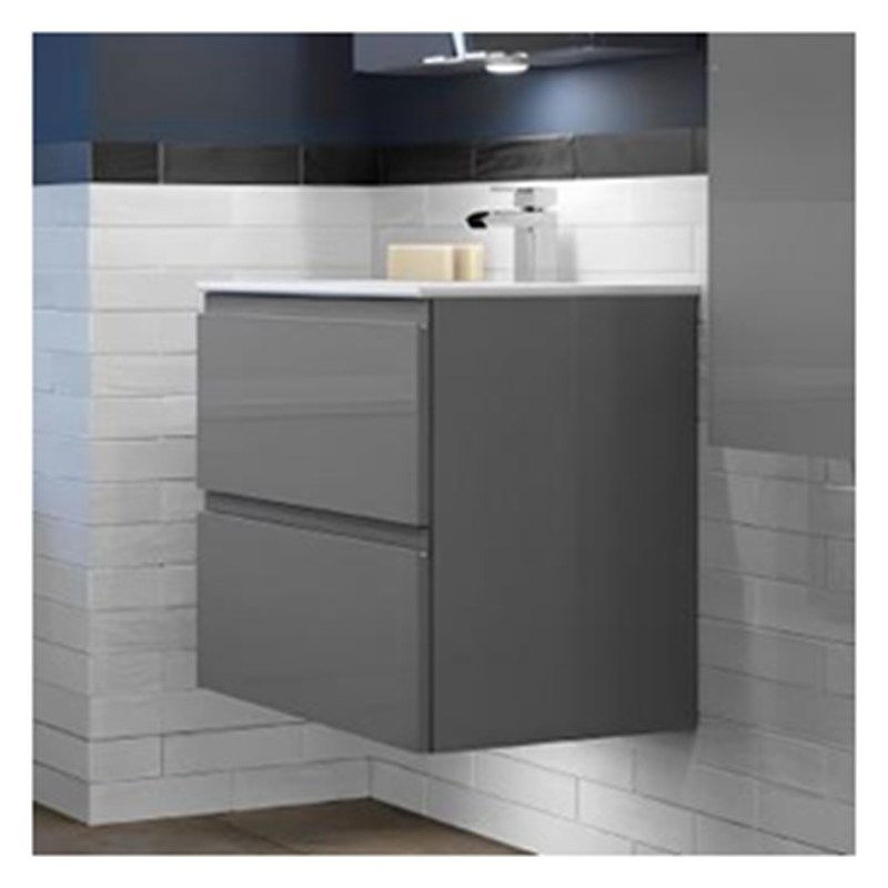 Massivhouten ronde hangende badkamer vanity met wasbak en klein formaat glanzende afwerking