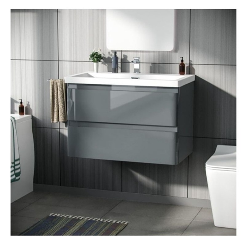 Massivhouten ronde hangende badkamer vanity met wasbak en klein formaat glanzende afwerking