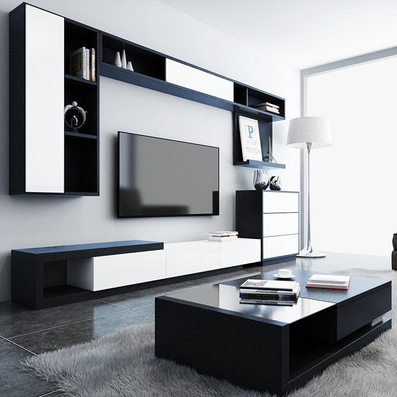 Verstelbare houten TV-stand voor luxe moderne woonkamerontwerp