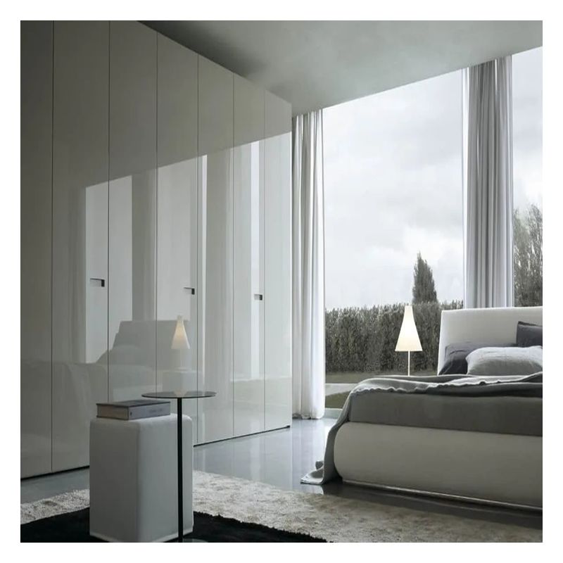 Huismeubelen Glanzend Acrylpaneel Solid Hout Slaapkamer Kledingkast met Zwarte Glasdeur