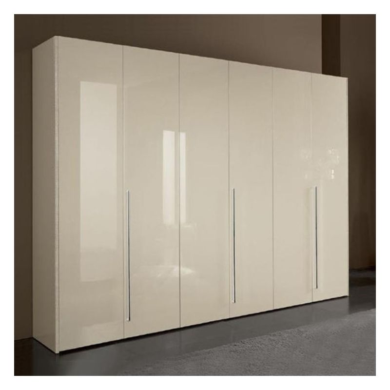 Huismeubelen Glanzend Acrylpaneel Solid Hout Slaapkamer Kledingkast met Zwarte Glasdeur