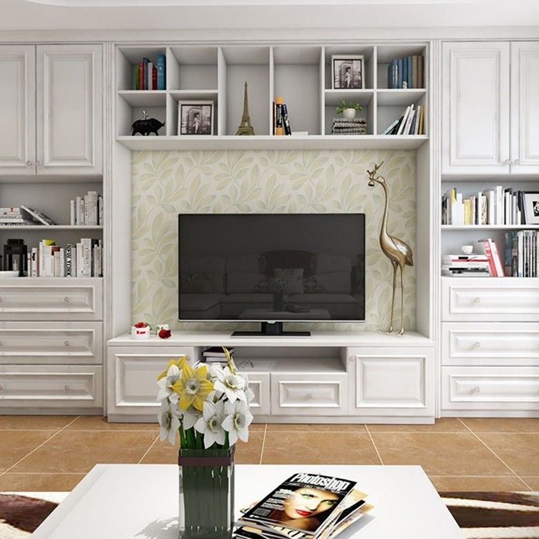 Schoonmaaklijnen Volle wand opslagkas voor woonkamer meubels Moderne tv in shaker stijl