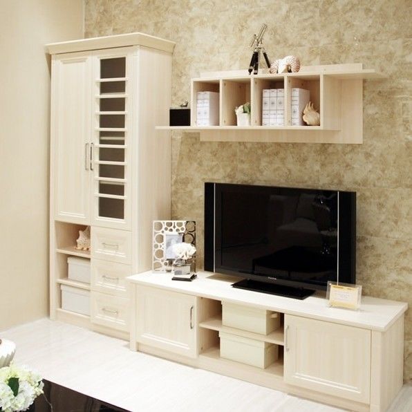 Schoonmaaklijnen Volle wand opslagkas voor woonkamer meubels Moderne tv in shaker stijl