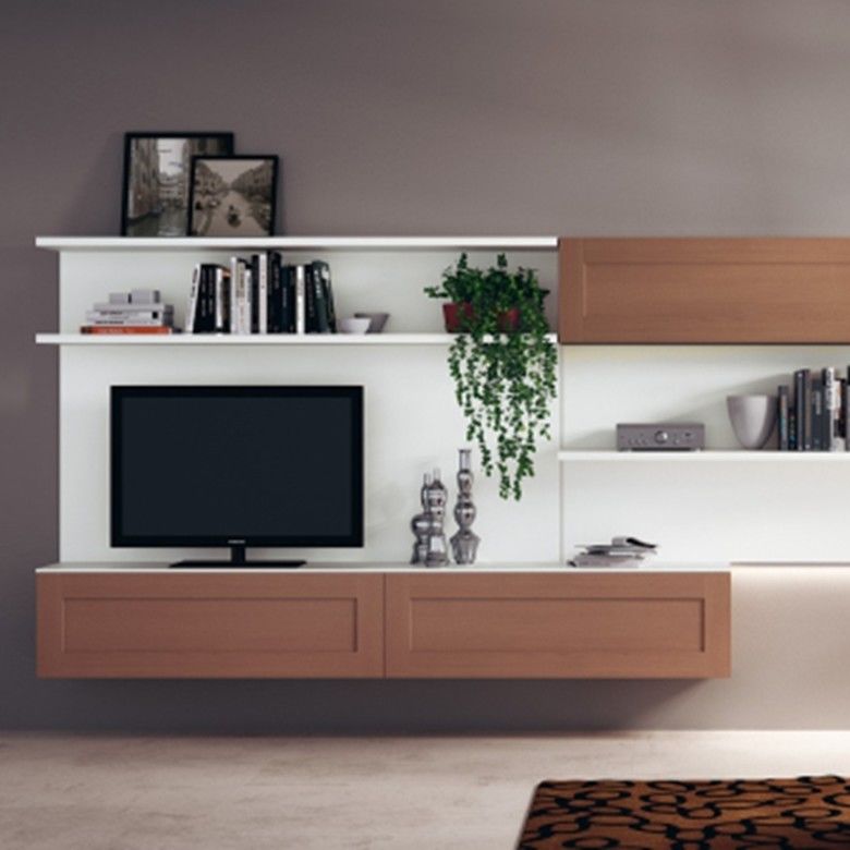 Schoonmaaklijnen Volle wand opslagkas voor woonkamer meubels Moderne tv in shaker stijl