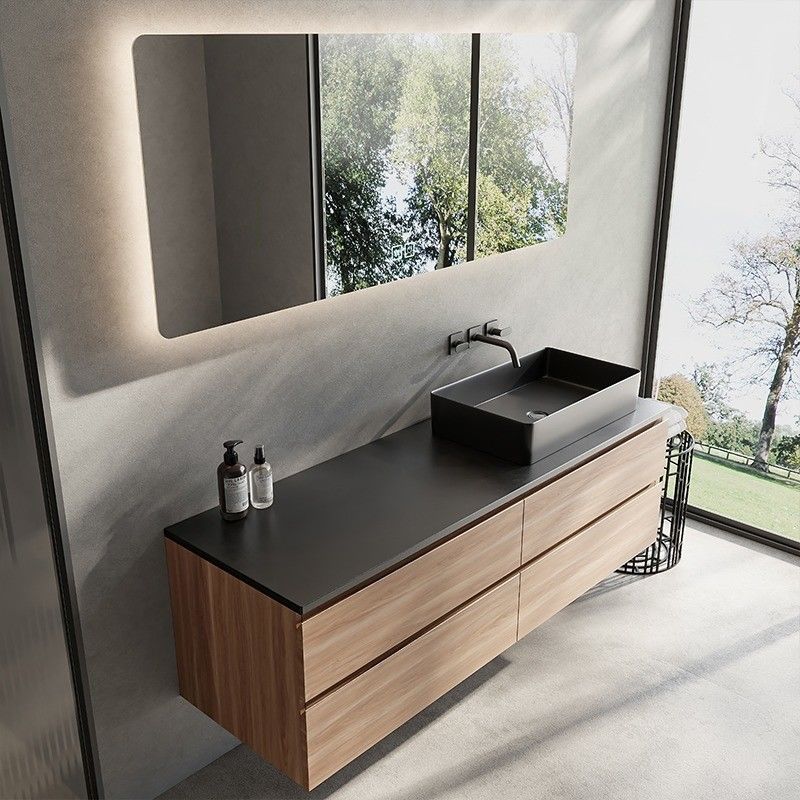 Custom Floating Bathroom Vanity Set met wastafel en lak deurpaneel oppervlaktebehandeling