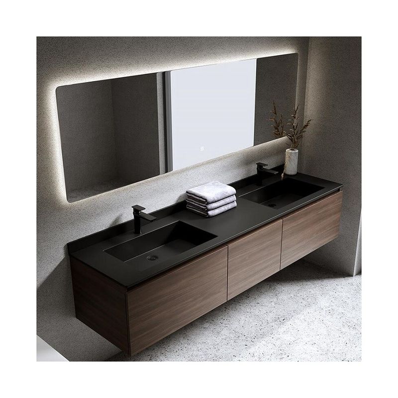 Moderne stijl waterdicht Custom dubbele gootsteen Wand Hang badkamer ijdelheid met zilveren spiegel