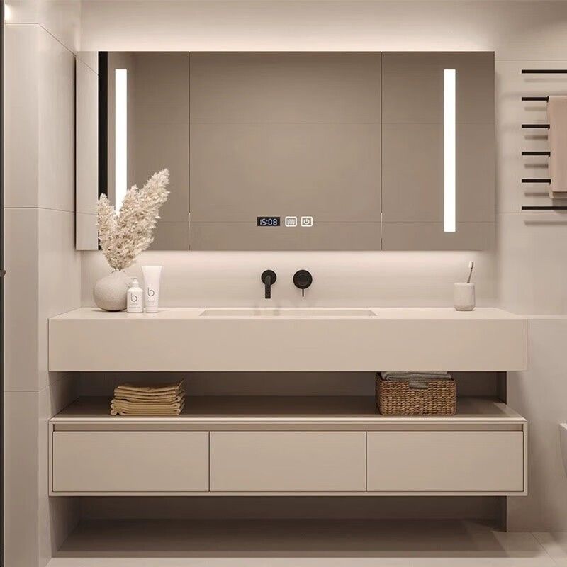 Moderne stijl Wandhang Vanity met spiegel en wasbak in Luxe Hotel Badkamer Kasten