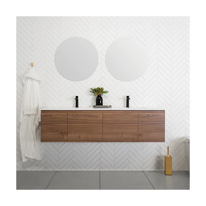 Wandmontage toilet wasbak badkamer ijdelheid kasset met counter top zilveren spiegel