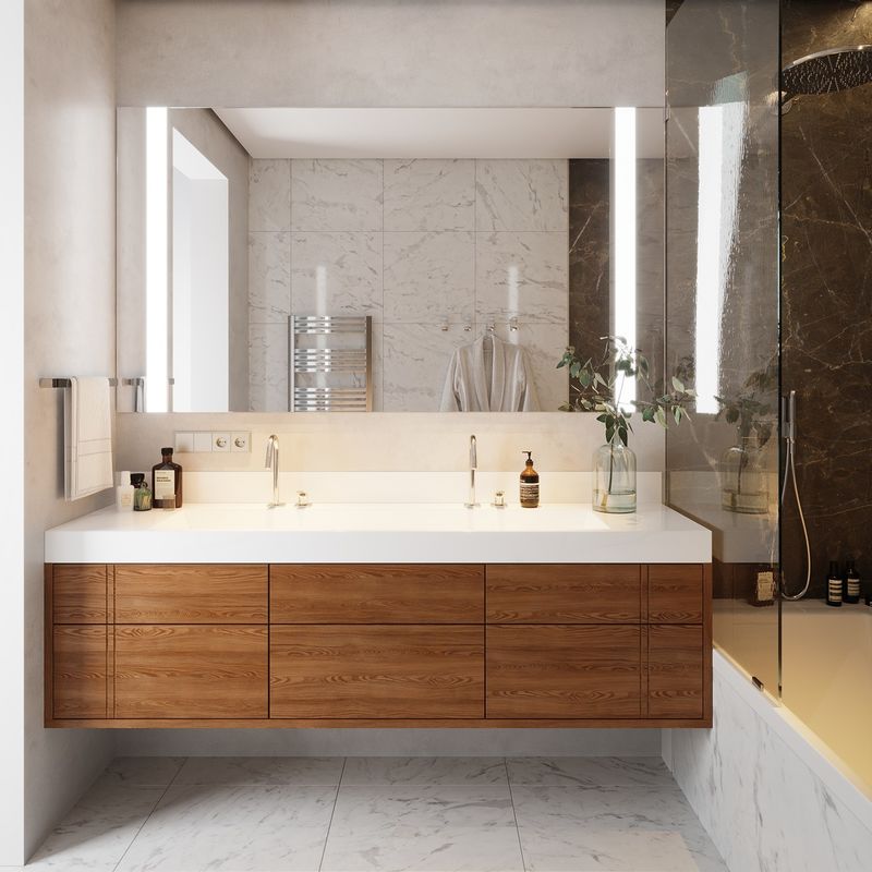 Gepersonaliseerde kleur dubbele wasbak ontwerp leisteen countertop badkamerkasten en ijdelheid