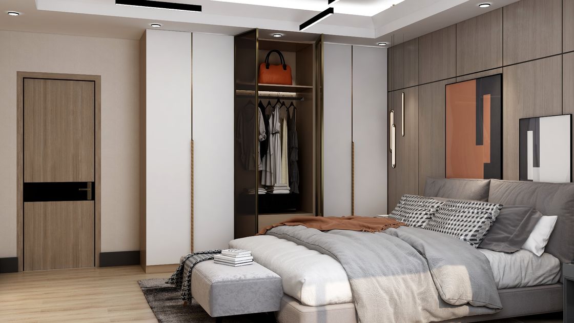 Modern stijl High End Walk-in kastjes gemaakt van MR HDF board voor aangepaste slaapkamers