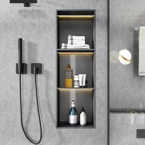 Drijvende make-up spiegel metalen frame ijdelheid badkamer kast set met handle-free ontwerp