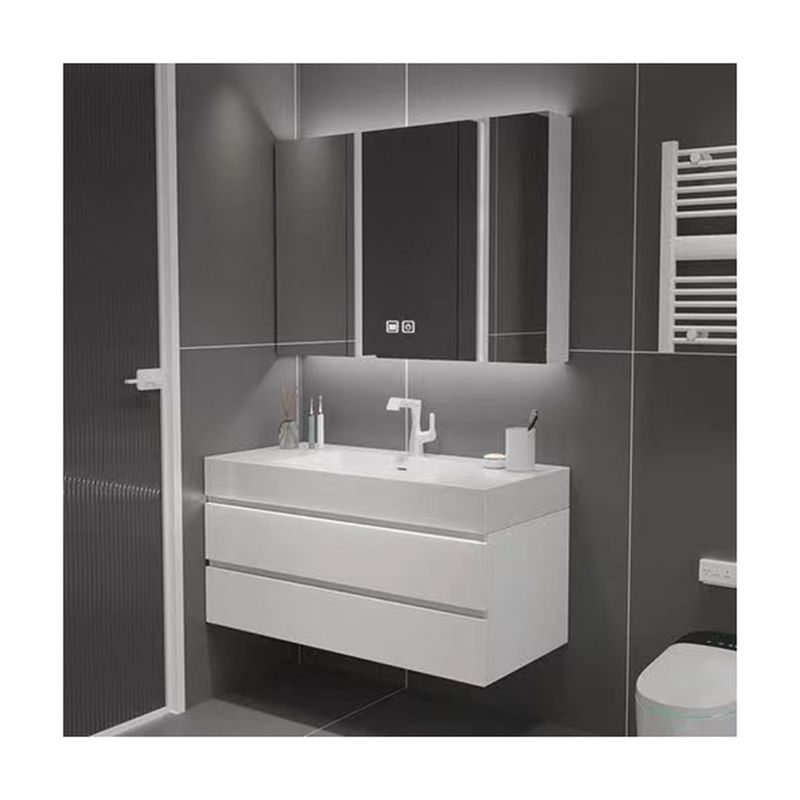 Moderne witte badkamer vanity combo met spiegel en wastafel 38-46 inch gekweekt marmer