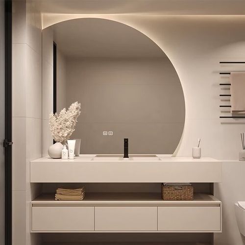 Moderne witte badkamer vanity combo met spiegel en wastafel 38-46 inch gekweekt marmer