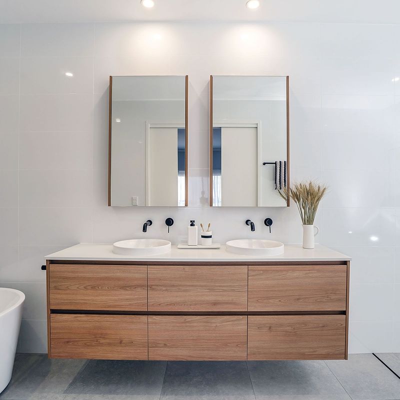 Rechthoekige LED spiegel wastafel zwevende badkamer kast set met Custom Size Vanity Combo