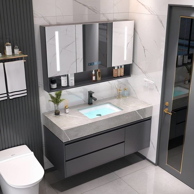 End Luxe Modern Design 28 72 inch Fluted PVC Membrane Narrow Floating Bathroom Vanities Cabinet Set