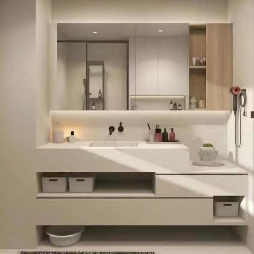 End Luxe Modern Design 28 72 inch Fluted PVC Membrane Narrow Floating Bathroom Vanities Cabinet Set