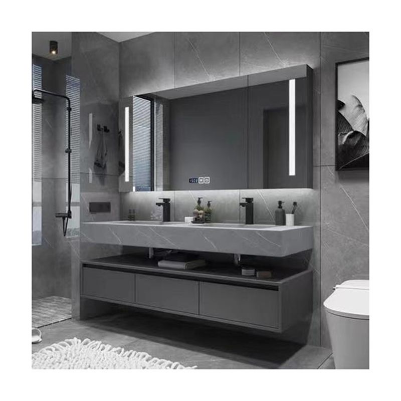 Moderne badkamer vanity met wastafel led defogging spiegelkas en smart sensor licht