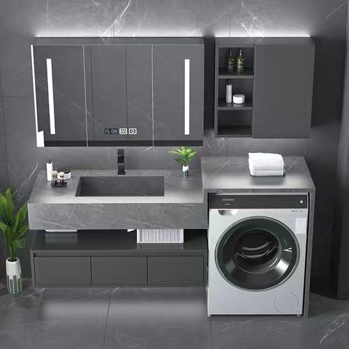 Moderne badkamer vanity met wastafel led defogging spiegelkas en smart sensor licht