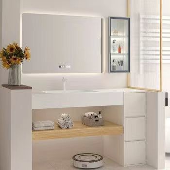 PVC badkamer hotel vanity met dubbele gootsteen en handvatvrij ontwerp 38-46 in breedte