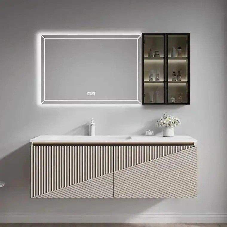 Gepersonaliseerde kleur 60 inch Single Sink Teak Hout Badkamer Vanity met MDF Carcase