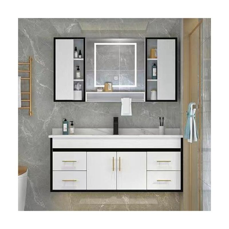 18 inch vloer gemonteerd kleine badkamer ijdelheid met zilveren spiegel en aangepaste kleur