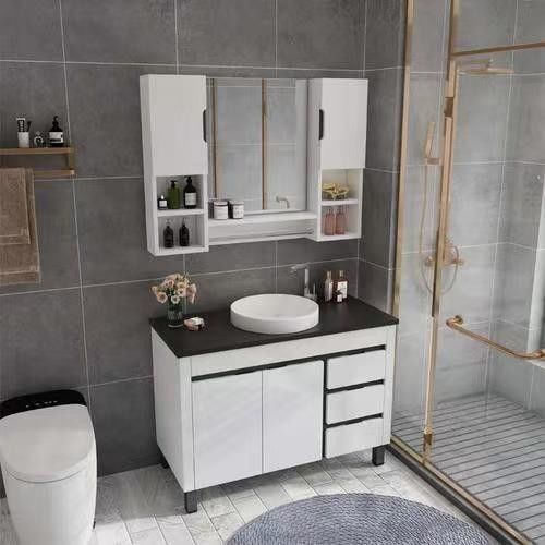 18 inch vloer gemonteerd kleine badkamer ijdelheid met zilveren spiegel en aangepaste kleur
