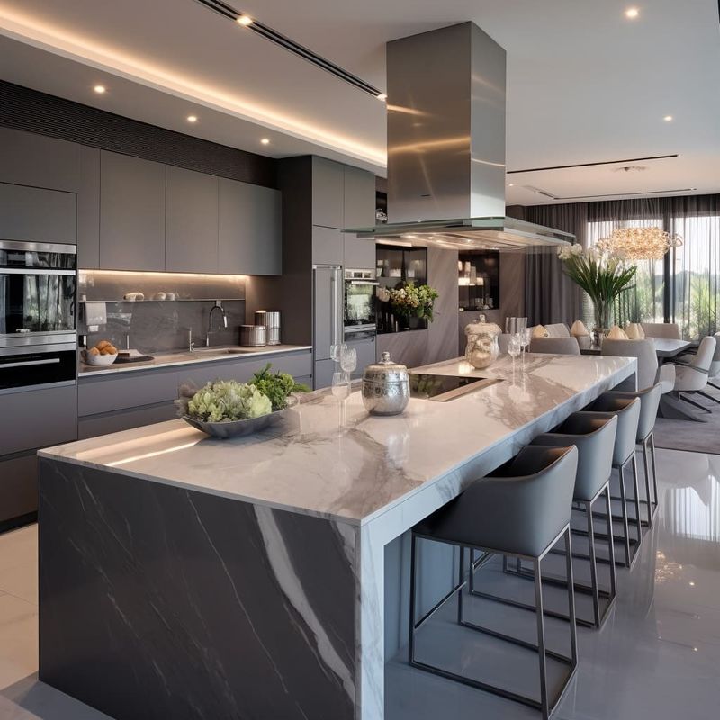 Modulaire keukenkasten Matte Grijs Custom Design Keukenmeubilair met HDF deurmateriaal