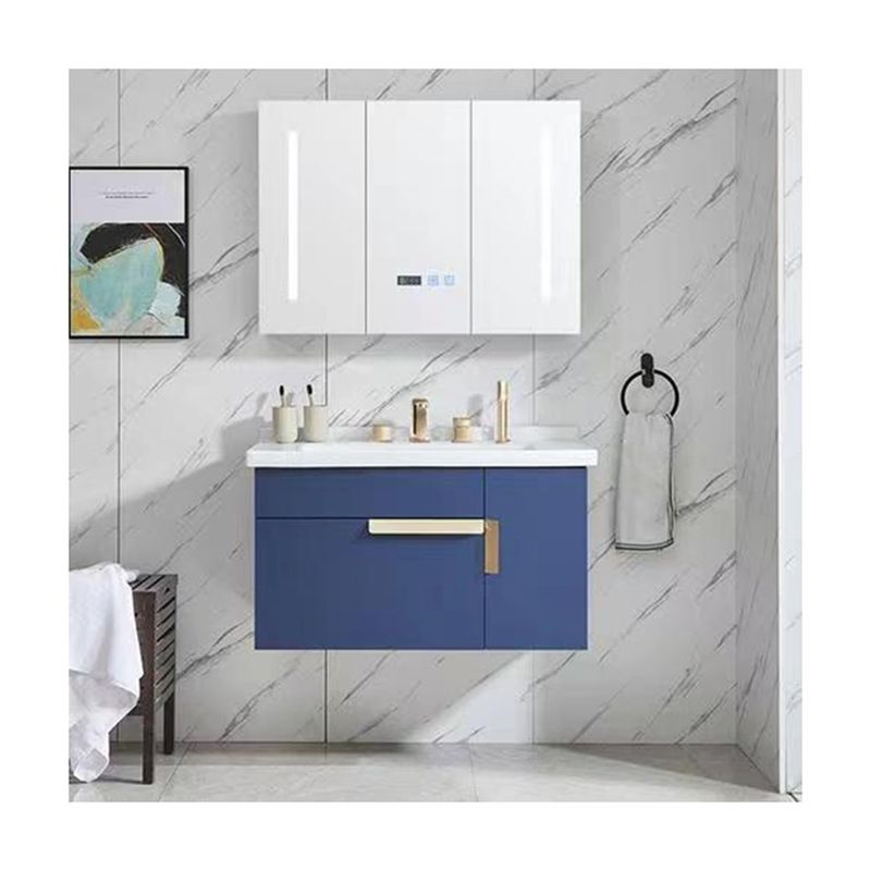 Breedte 38-46 in moderne stijl navy blauwe badkamer ijdelheid kast met spiegel wand montage