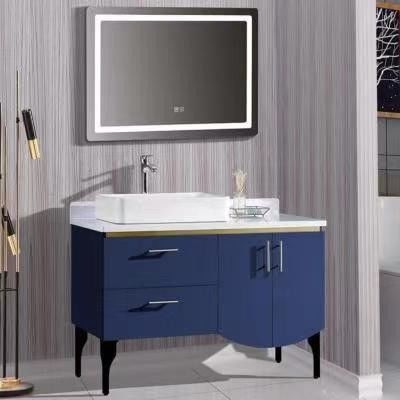 Breedte 38-46 in moderne stijl navy blauwe badkamer ijdelheid kast met spiegel wand montage