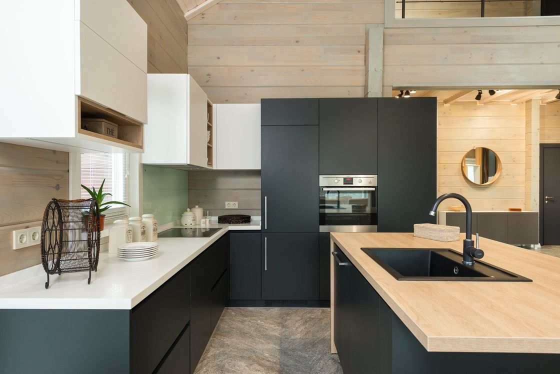 Villa/appartement American Oak Hardwood Custom Keukenkas met deuren en HDF-deuren