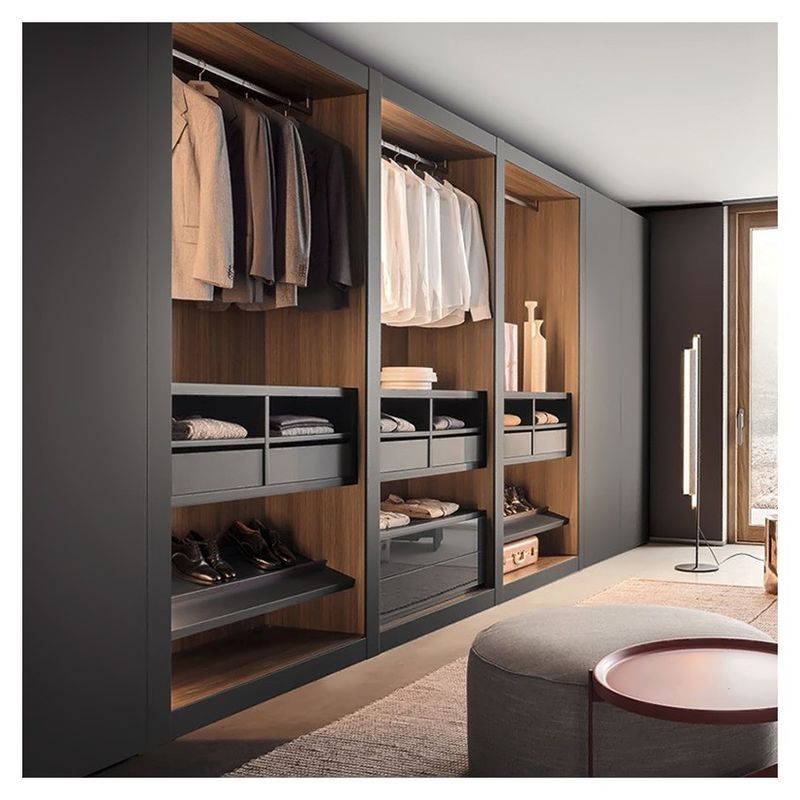 Custom Set Houten Stijl 2024 Moderne Modulaire Slaapkamer Walk-in Closet System voor Appartement