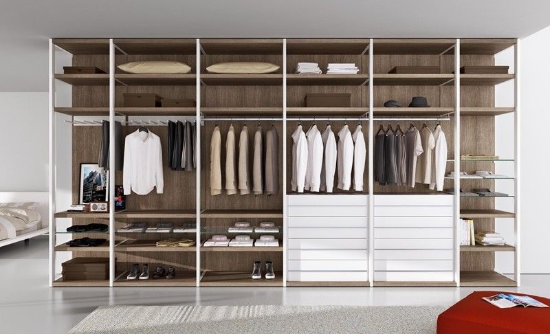 Custom Set Houten Stijl 2024 Moderne Modulaire Slaapkamer Walk-in Closet System voor Appartement